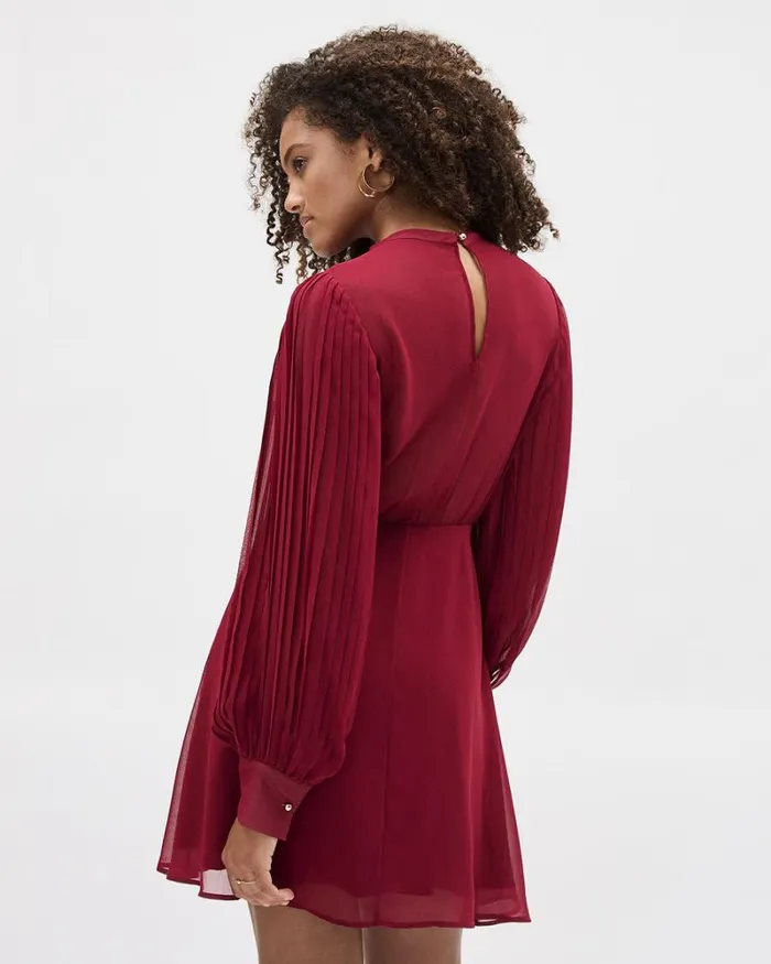 RWandCO Dresses LongPuffySleeve CrewNeck Chiffon Dress Merlot 8211 Women RWandCO Dresses LongPuffySleeve CrewNeck Chiffon Dress Merlot 8211 Women