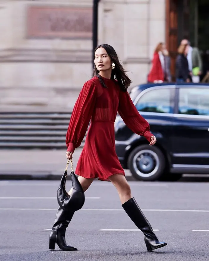 RWandCO Dresses LongPuffySleeve CrewNeck Chiffon Dress Merlot 8211 Women RWandCO Dresses LongPuffySleeve CrewNeck Chiffon Dress Merlot 8211 Women