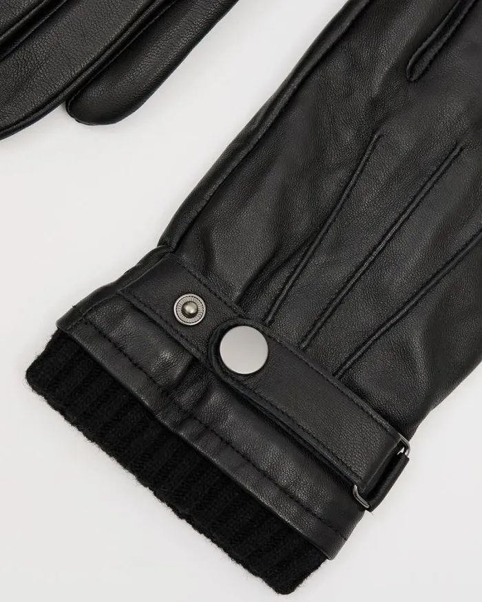 RWandCO Hats Gloves and Scarves Leather Gloves With Tab Black 8211 Men RWandCO Hats Gloves and Scarves Leather Gloves With Tab Black 8211 Men