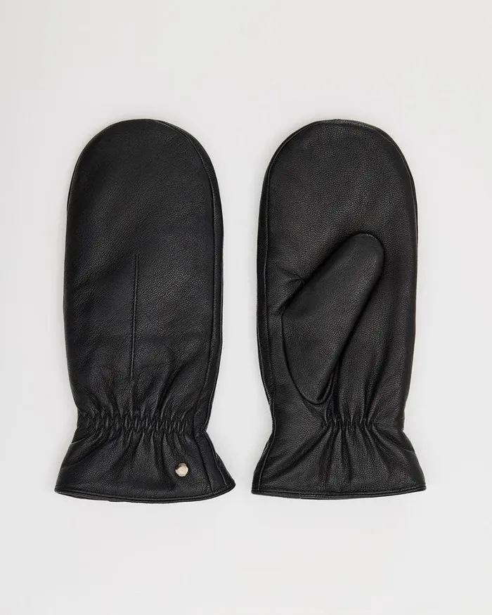 RWandCO Hats Gloves and Scarves Leather Mitts Black 8211 Women