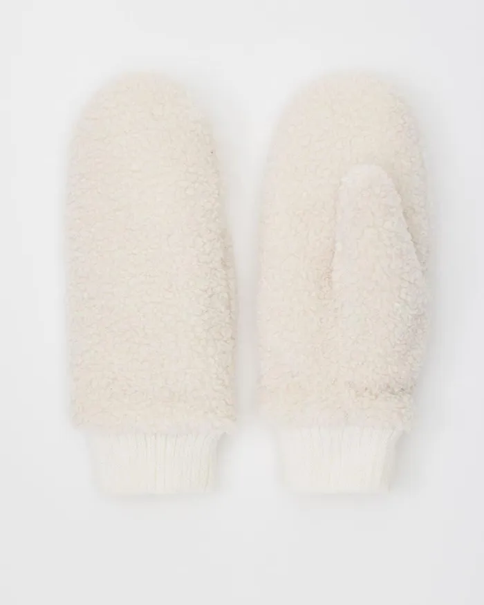 RWandCO Hats Gloves and Scarves Sherpa Mitts Coconut Milk 8211 Women