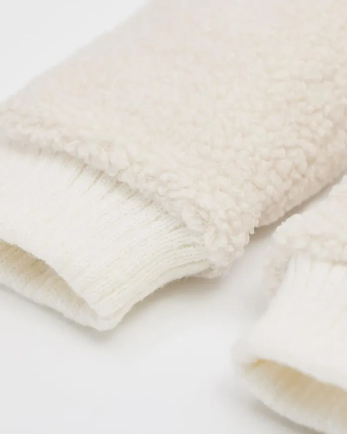 RWandCO Hats Gloves and Scarves Sherpa Mitts Coconut Milk 8211 Women RWandCO Hats Gloves and Scarves Sherpa Mitts Coconut Milk 8211 Women