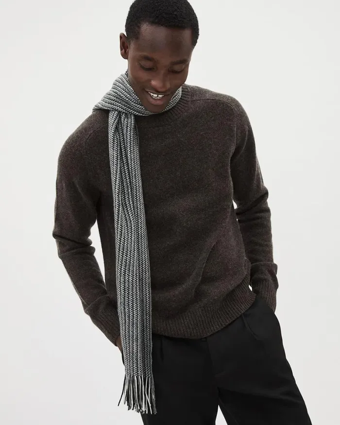 RWandCO Hats Gloves and Scarves Striped Scarf With Fringes Med Heather Grey 8211 Men RWandCO Hats Gloves and Scarves Striped Scarf With Fringes Med Heather Grey 8211 Men
