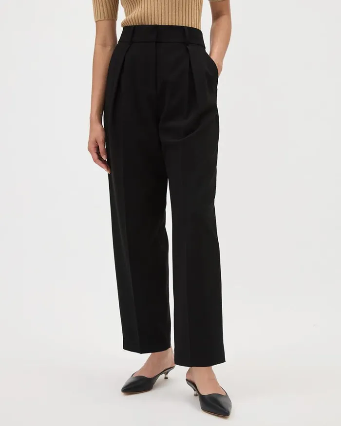 RWandCO HighRise ViscoseBlend HighRise Barrel Pant Black 8211 Women