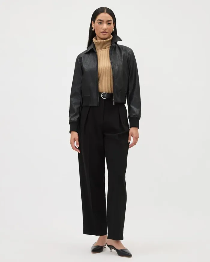 RWandCO HighRise ViscoseBlend HighRise Barrel Pant Black 8211 Women