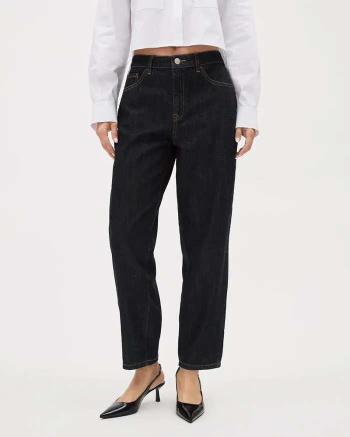 RWandCO Jeans HighRise Barrel Jeans Dark Wash 8211 Women