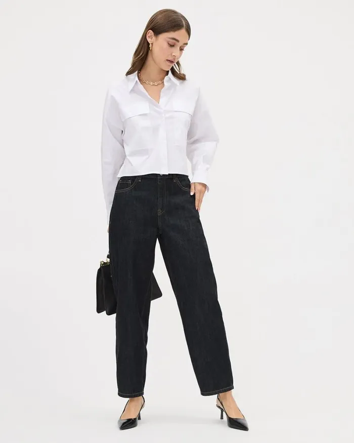 RWandCO Jeans HighRise Barrel Jeans Dark Wash 8211 Women RWandCO Jeans HighRise Barrel Jeans Dark Wash 8211 Women