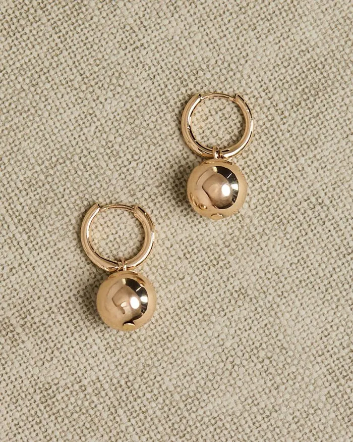 RWandCO Jewelry 2in1 Small Hoops With Ball Pendants Gold 8211 Women