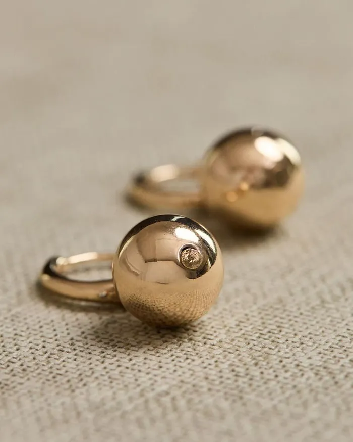 RWandCO Jewelry 2in1 Small Hoops With Ball Pendants Gold 8211 Women RWandCO Jewelry 2in1 Small Hoops With Ball Pendants Gold 8211 Women