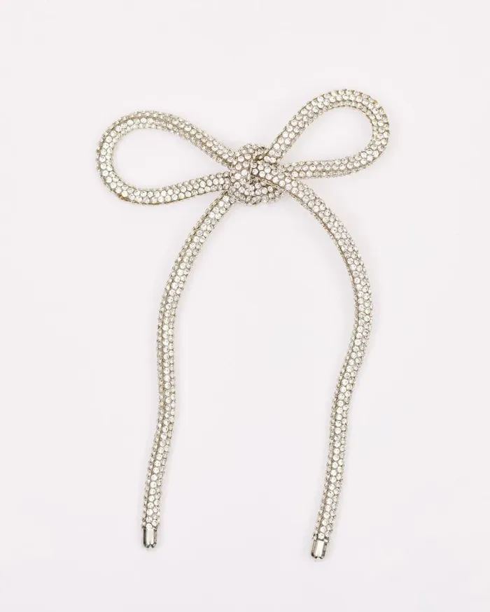 RWandCO Jewelry Bow Brooch With Rhinestones Silver 8211 Women