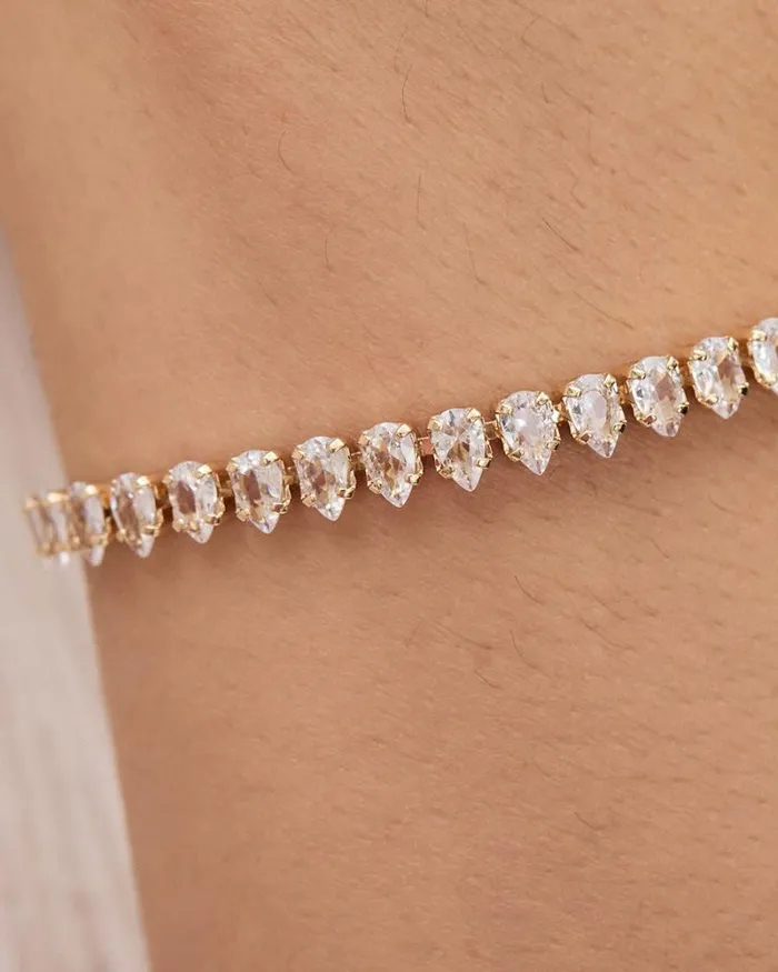 RWandCO Jewelry Tennis Bracelet With Teardrop Zirconias Gold 8211 Women