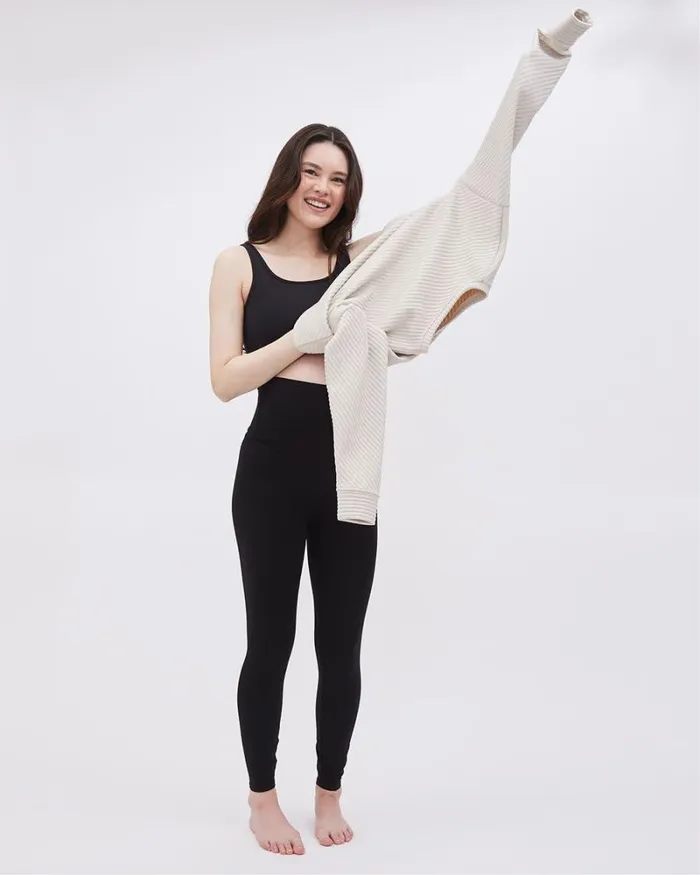 RWandCO Loungewear and Sleepwear OverTheBelly Band Cotton Spandex Legging 8211 Thyme Maternity Black 8211 Women