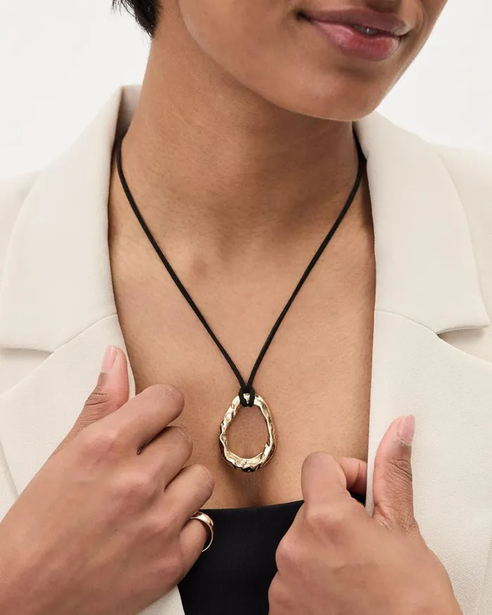 RWandCO Necklaces Cord Necklace With Organic Pendant Gold 8211 Women