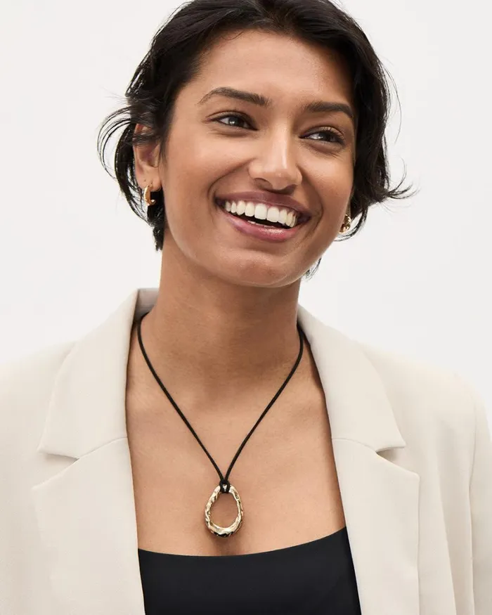 RWandCO Necklaces Cord Necklace With Organic Pendant Gold 8211 Women