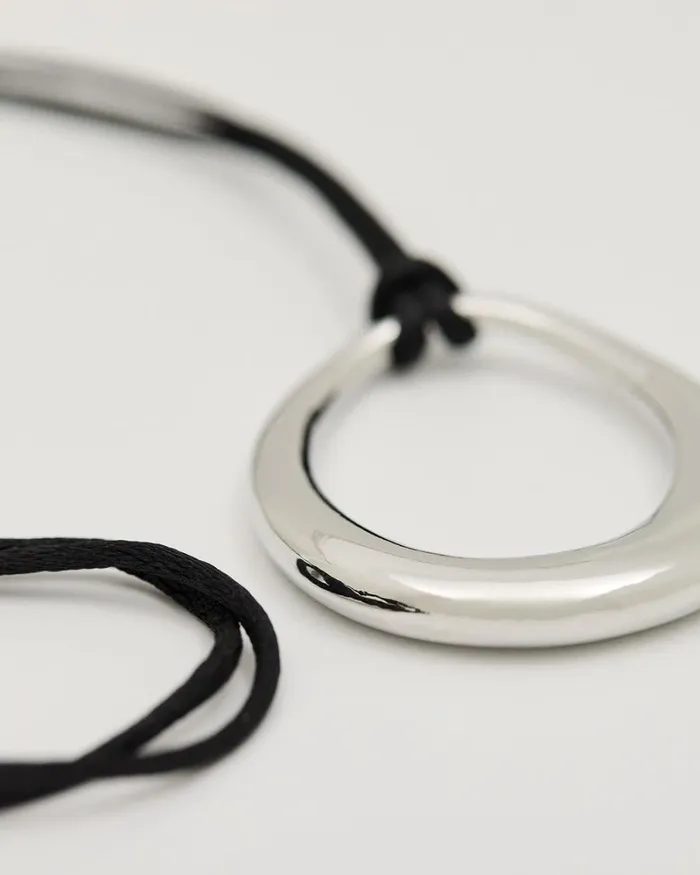 RWandCO Necklaces Oval Pendant On Long Rope Necklace Silver 8211 Women