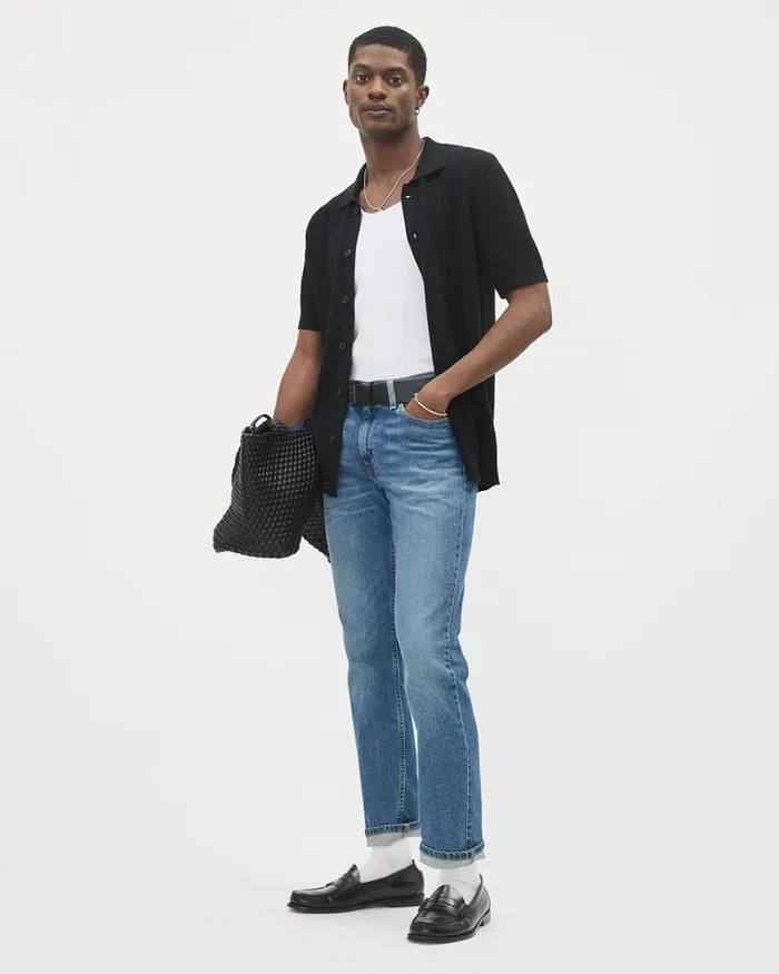 RWandCO Polos ShortSleeve ButtonedDown Cotton Polo Sweater With Camp Collar Black 8211 Men RWandCO Polos ShortSleeve ButtonedDown Cotton Polo Sweater With Camp Collar Black 8211 Men