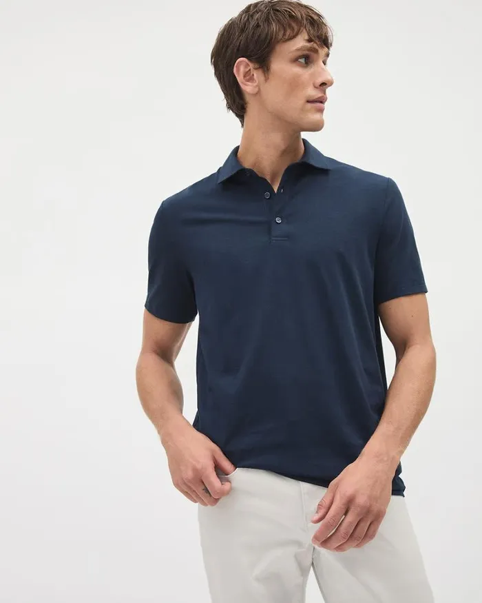RWandCO Polos ShortSleeve Supima R Cotton Jersey Polo Navy Blue 8211 Men