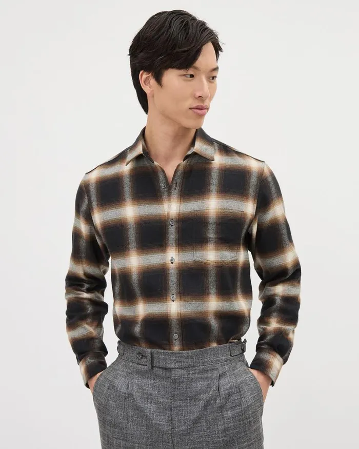 RWandCO Shirts RegularFit Plaid Flannel Shirt Black 8211 Men