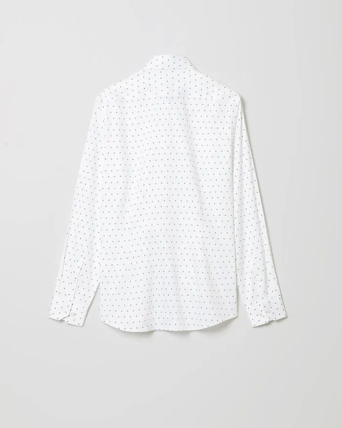 RWandCO Shirts SlimFit Dress Shirt With Micro Geo Print Bright White 8211 Men