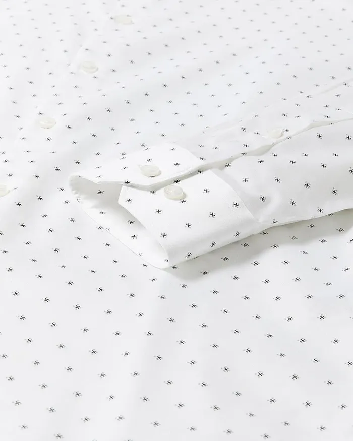 RWandCO Shirts SlimFit Dress Shirt With Micro Geo Print Bright White 8211 Men