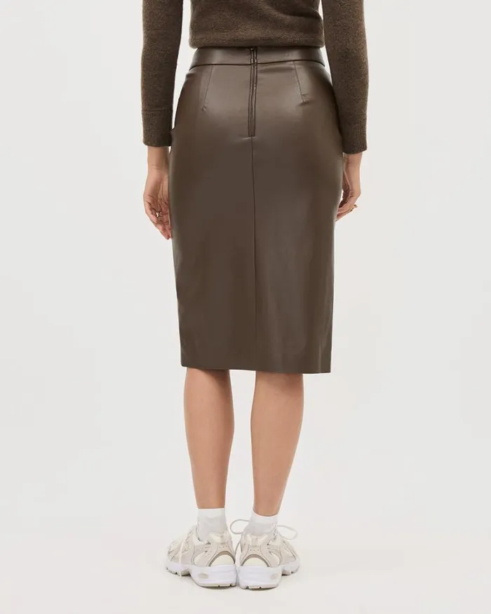 RWandCO Skirts Faux Leather Pencil Midi Skirt Major Brown 8211 Women RWandCO Skirts Faux Leather Pencil Midi Skirt Major Brown 8211 Women