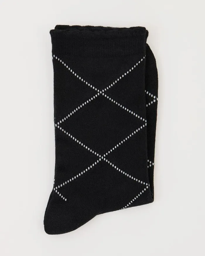 RWandCO Socks and Tights Bamboo Crew Socks With Argyle Pattern Black Multi8211 8211 Women RWandCO Socks and Tights Bamboo Crew Socks With Argyle Pattern Black Multi8211 8211 Women