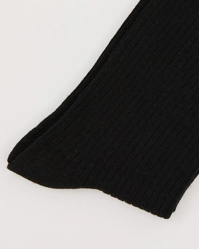 RWandCO Socks and Tights Dark Ribbed Crew Socks With Rolled Cuffs Black 8211 Women RWandCO Socks and Tights Dark Ribbed Crew Socks With Rolled Cuffs Black 8211 Women