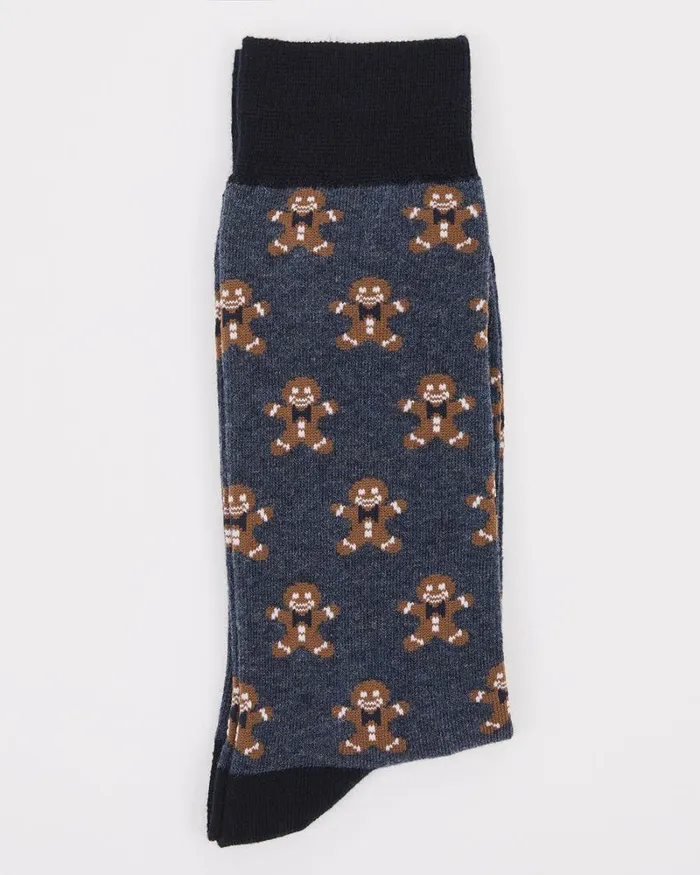 RWandCO Socks Gingerbread Cookie Socks Dark Denim 8211 Men