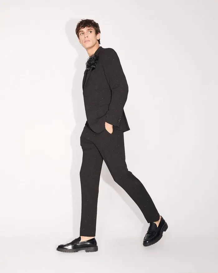 RWandCO Suit Pants SlimFit Black Suit Pant With Metallic Fibres Black 8211 Men