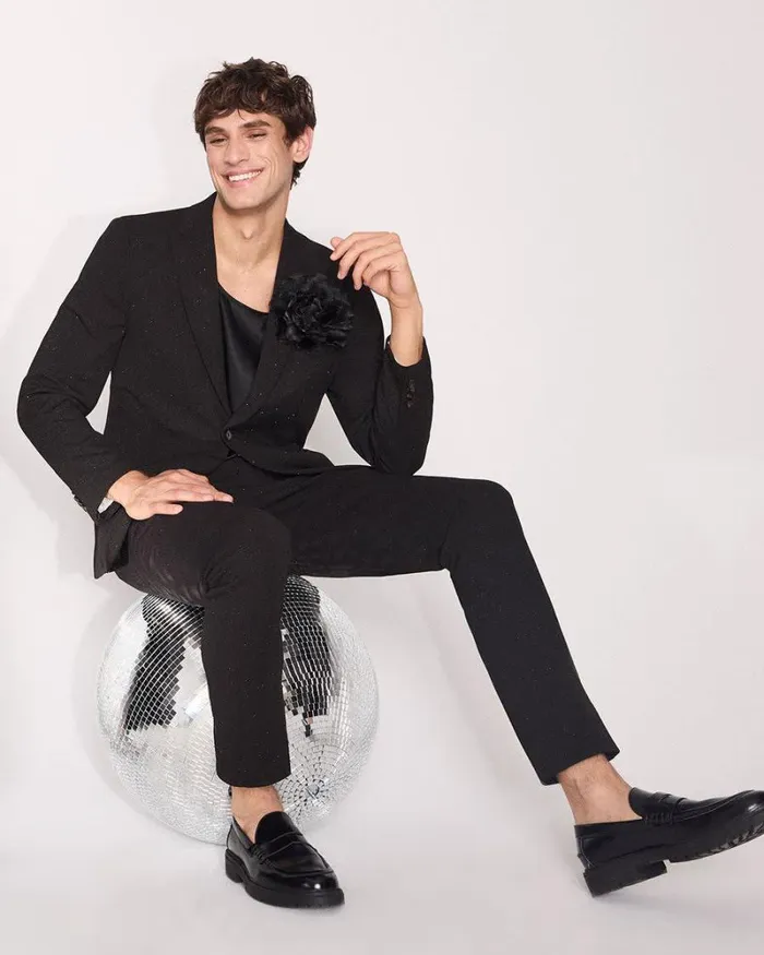 RWandCO Suit Pants SlimFit Black Suit Pant With Metallic Fibres Black 8211 Men