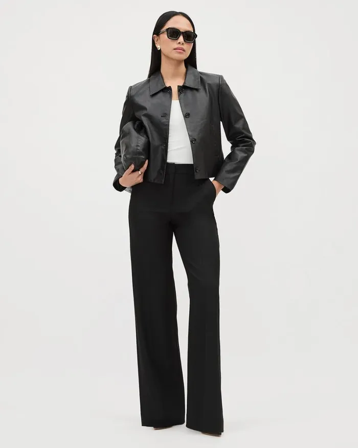 RWandCO Suits Black WideLeg HighRise WoolBlend Pant Black 8211 Women