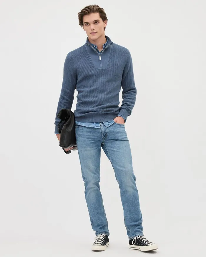 RWandCO Sweaters and Cardigans LongSleeve HalfZip MockNeck Sweater Ice Country Blue 8211 Men RWandCO Sweaters and Cardigans LongSleeve HalfZip MockNeck Sweater Ice Country Blue 8211 Men