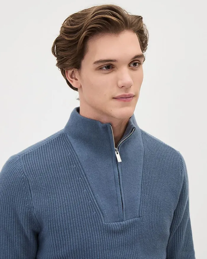 RWandCO Sweaters and Cardigans LongSleeve HalfZip MockNeck Sweater Ice Country Blue 8211 Men RWandCO Sweaters and Cardigans LongSleeve HalfZip MockNeck Sweater Ice Country Blue 8211 Men