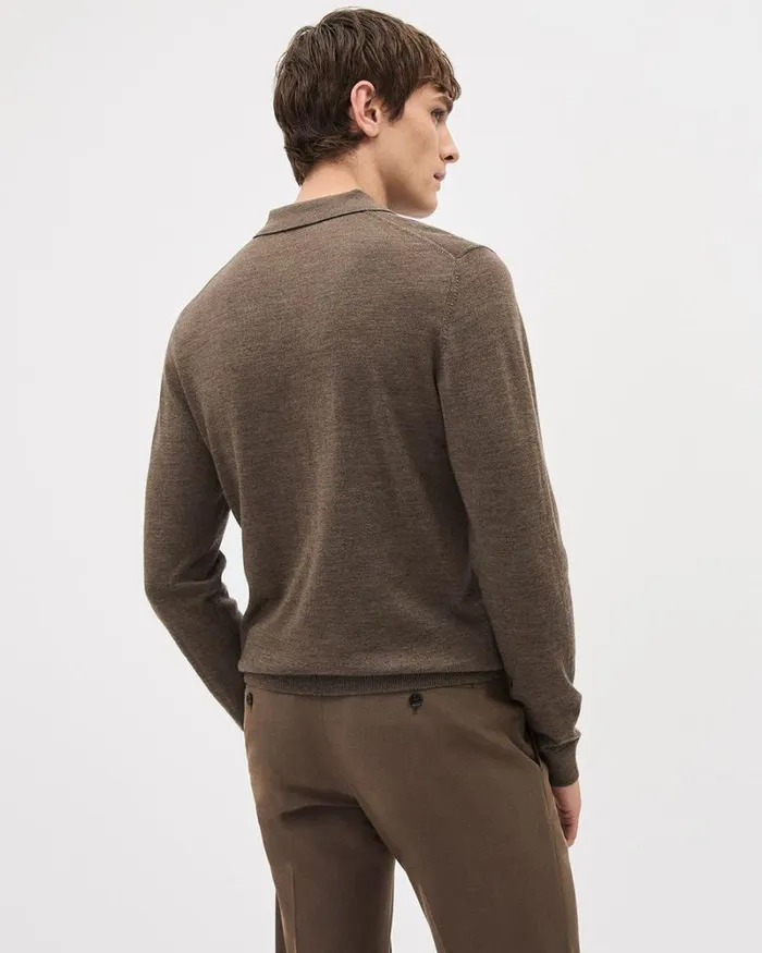 RWandCO Sweaters and Cardigans LongSleeve MerinoWool Polo Light Brown 8211 Men RWandCO Sweaters and Cardigans LongSleeve MerinoWool Polo Light Brown 8211 Men