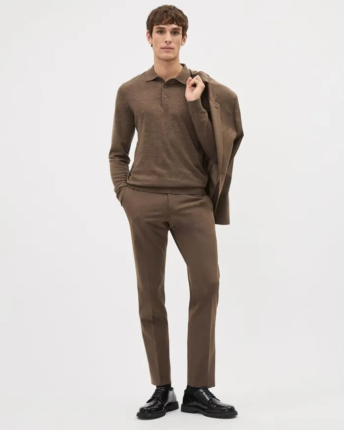 RWandCO Sweaters and Cardigans LongSleeve MerinoWool Polo Light Brown 8211 Men RWandCO Sweaters and Cardigans LongSleeve MerinoWool Polo Light Brown 8211 Men