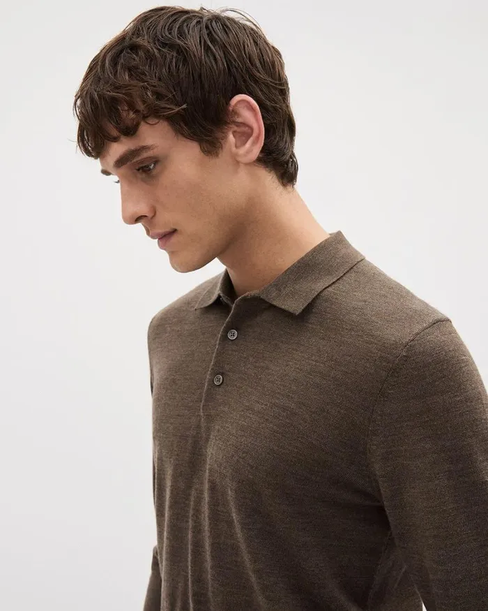 RWandCO Sweaters and Cardigans LongSleeve MerinoWool Polo Light Brown 8211 Men RWandCO Sweaters and Cardigans LongSleeve MerinoWool Polo Light Brown 8211 Men