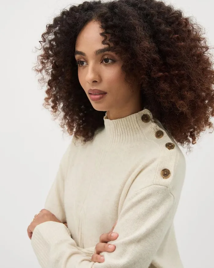 RWandCO Sweaters and Cardigans LongSleeve MockNeck Merino Sweater Off White Mix 8211 Women RWandCO Sweaters and Cardigans LongSleeve MockNeck Merino Sweater Off White Mix 8211 Women