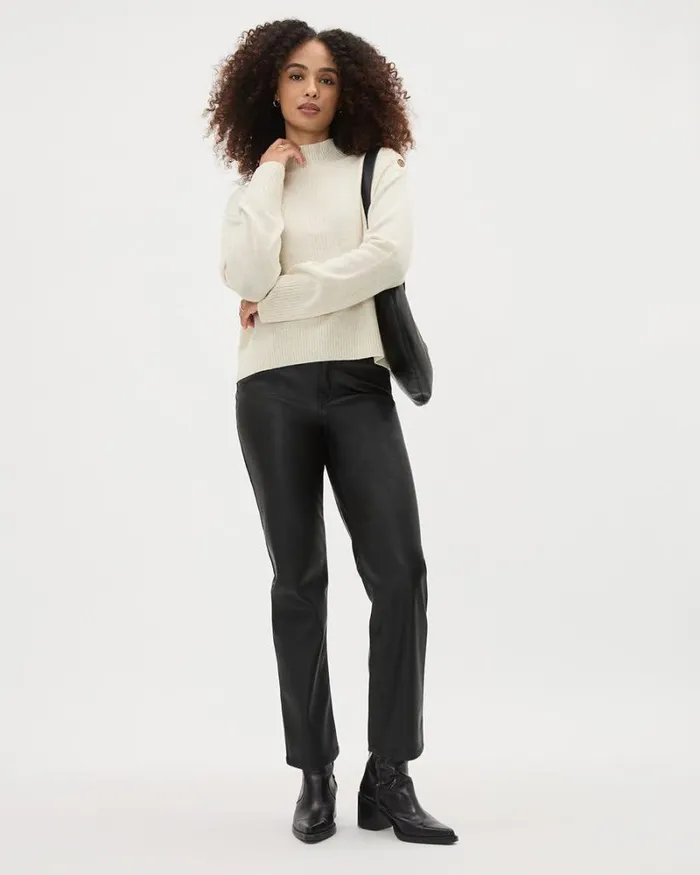 RWandCO Sweaters and Cardigans LongSleeve MockNeck Merino Sweater Off White Mix 8211 Women