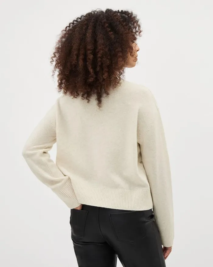RWandCO Sweaters and Cardigans LongSleeve MockNeck Merino Sweater Off White Mix 8211 Women