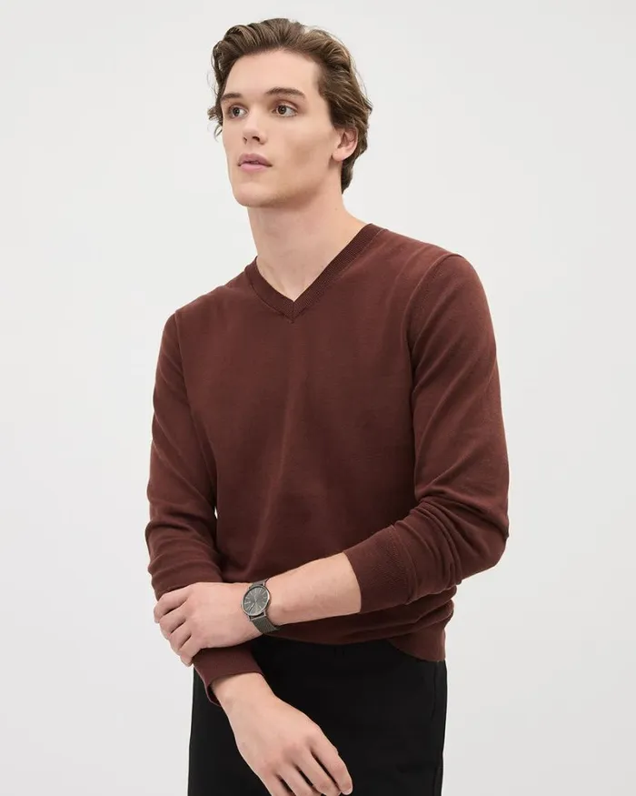 RWandCO Sweaters and Cardigans LongSleeve VNeck Sweater Intense Fudge 8211 Men RWandCO Sweaters and Cardigans LongSleeve VNeck Sweater Intense Fudge 8211 Men