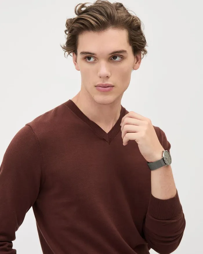 RWandCO Sweaters and Cardigans LongSleeve VNeck Sweater Intense Fudge 8211 Men RWandCO Sweaters and Cardigans LongSleeve VNeck Sweater Intense Fudge 8211 Men
