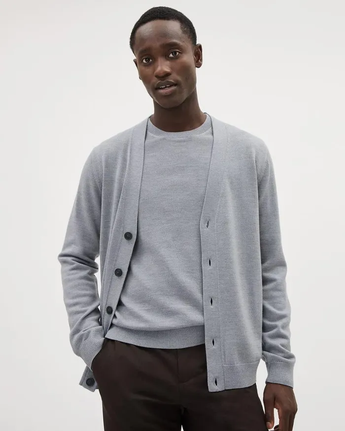 RWandCO Sweaters and Cardigans Merino Wool Grandpa Cardigan Heather Grey 8211 Men RWandCO Sweaters and Cardigans Merino Wool Grandpa Cardigan Heather Grey 8211 Men