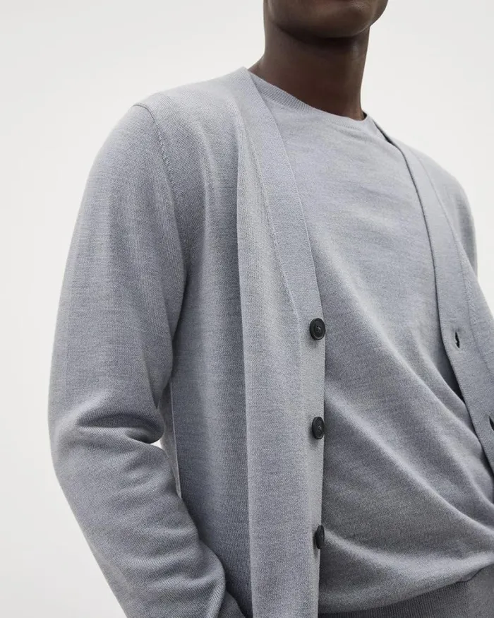 RWandCO Sweaters and Cardigans Merino Wool Grandpa Cardigan Heather Grey 8211 Men RWandCO Sweaters and Cardigans Merino Wool Grandpa Cardigan Heather Grey 8211 Men