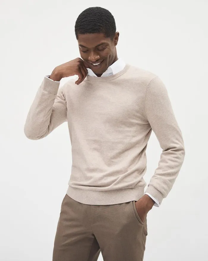 RWandCO Sweaters and Cardigans Solid LongSleeve CrewNeck Sweater Coconut Cream Htr 8211 Men RWandCO Sweaters and Cardigans Solid LongSleeve CrewNeck Sweater Coconut Cream Htr 8211 Men