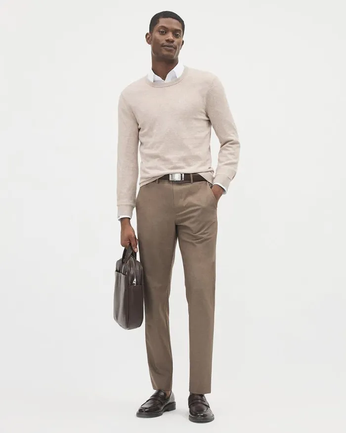 RWandCO Sweaters and Cardigans Solid LongSleeve CrewNeck Sweater Coconut Cream Htr 8211 Men