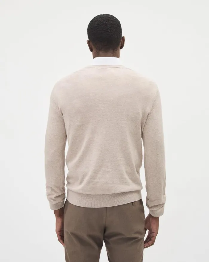 RWandCO Sweaters and Cardigans Solid LongSleeve CrewNeck Sweater Coconut Cream Htr 8211 Men