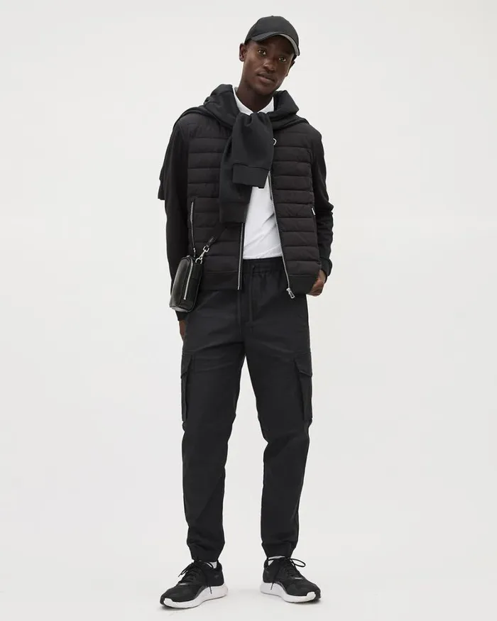 RWandCO Sweatshirts and Hoodies MixMedia MockNeck Quilted Jacket Black 8211 Men