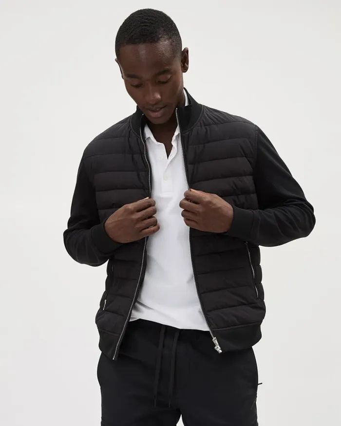 RWandCO Sweatshirts and Hoodies MixMedia MockNeck Quilted Jacket Black 8211 Men