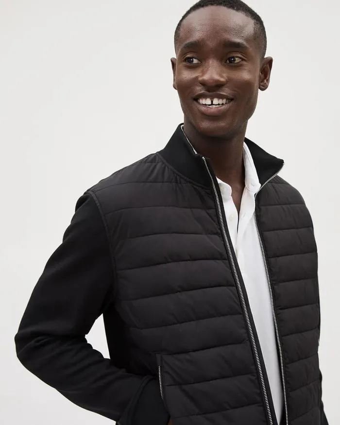 RWandCO Sweatshirts and Hoodies MixMedia MockNeck Quilted Jacket Black 8211 Men