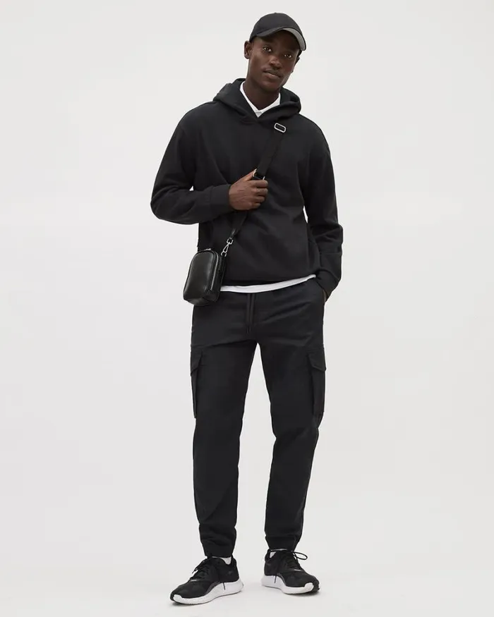 RWandCO Sweatshirts and Hoodies Solid Fleece Hoodie With Kangaroo Pocket Black 8211 Men